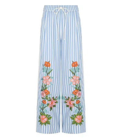 Essentiel Antwerp Hevon2 White And Light Blue Trousers In Blue