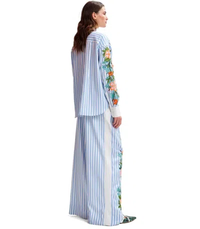 Essentiel Antwerp Hevon2 White And Light Blue Trousers In Blue