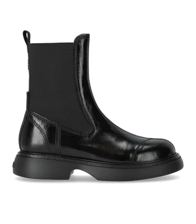 Ganni Womens Patent Faux Leather Black Pull On Chelsea Boots Uk7 In Black