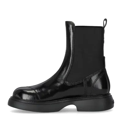 Ganni Womens Patent Faux Leather Black Pull On Chelsea Boots Uk7 In Black