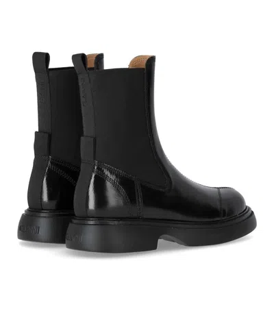 Ganni Womens Patent Faux Leather Black Pull On Chelsea Boots Uk7 In Black