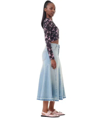 Ganni Light Blue Denim Skirt In Blue