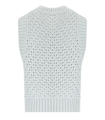 Ganni Textured Organic Cotton Blend Sweater Vest In Blue
