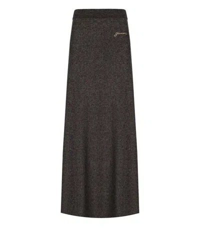 Ganni Silver Skirt With Logo