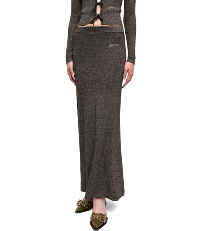 Ganni Silver Skirt With Logo
