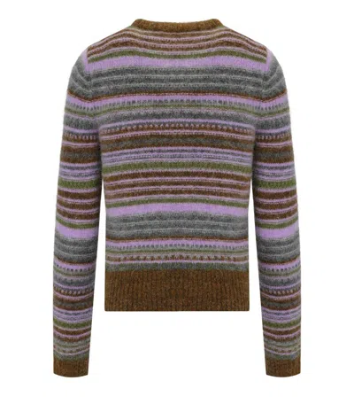Ganni Wool Striped Cardigan In Multi