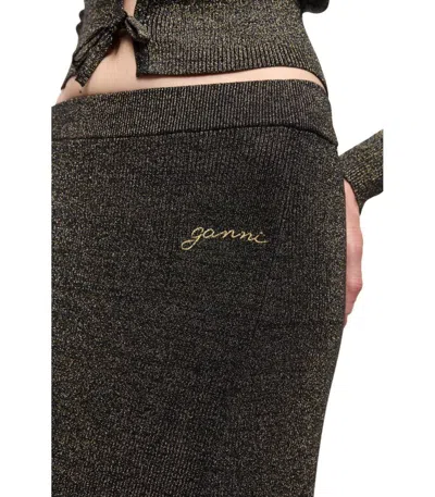 Ganni Silver Skirt With Logo