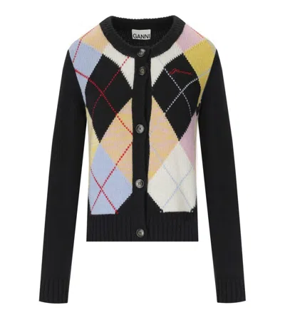 Ganni Harlequin Argyle Wool-blend Cardigan