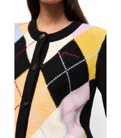 Ganni Harlequin Argyle Wool-blend Cardigan