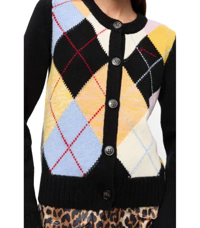 Ganni Harlequin Argyle Wool-blend Cardigan