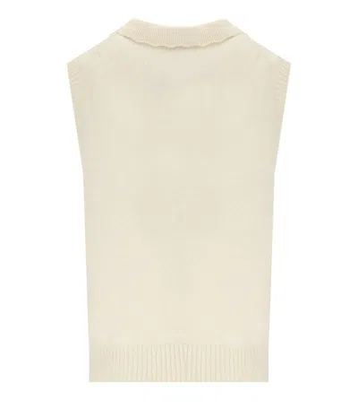 Ganni Cream Logoed Vest In Neutral