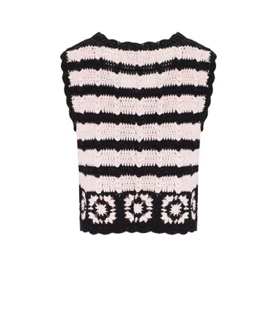 Ganni Crocheted Organic Cotton Cardigan In Pink