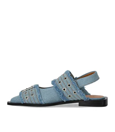 Ganni Feminine Denim Ballet Flats In Blue