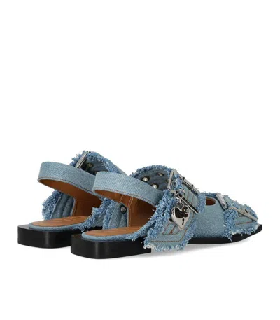 Ganni Feminine Denim Ballet Flats In Blue