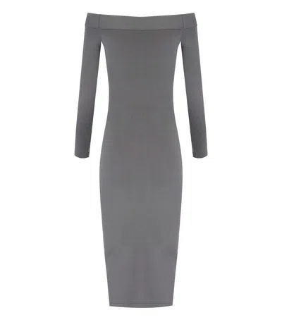Elisabetta Franchi Steel Knitted Midi Dress