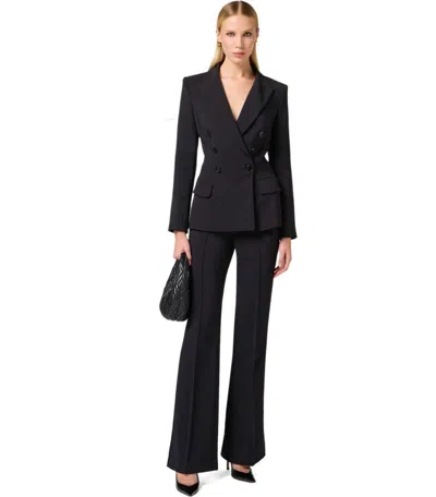 Elisabetta Franchi Double-breasted Jacket With Satin Details In Black