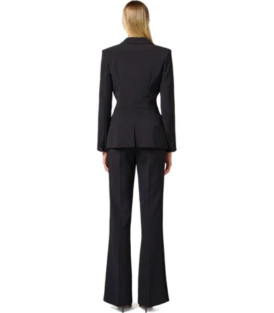 Elisabetta Franchi Double-breasted Jacket With Satin Details In Black