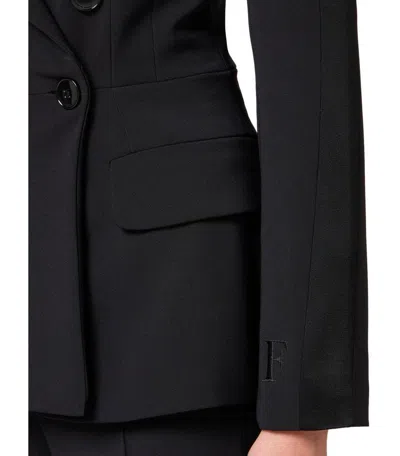 Elisabetta Franchi Double-breasted Jacket With Satin Details In Black