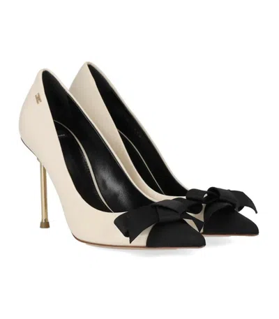 Elisabetta Franchi Butter Black Pump With Bow In Neutral