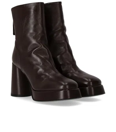 Halmanera Lara Dark Brown Heeled Ankle Boot In Brown