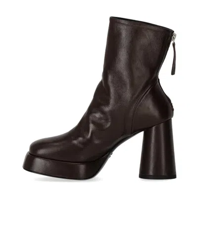 Halmanera Lara Dark Brown Heeled Ankle Boot In Brown