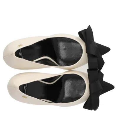 Elisabetta Franchi Butter Black Pump With Bow In Neutral