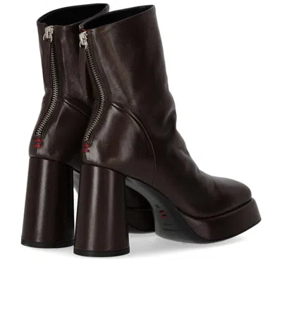 Halmanera Lara Dark Brown Heeled Ankle Boot In Brown