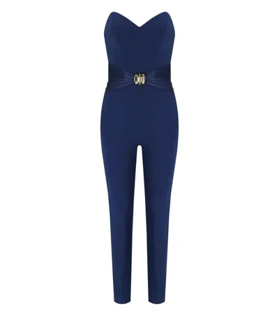Elisabetta Franchi Sweetheart Neckline Jumpsuit With Jewel Detailing And Silhouette