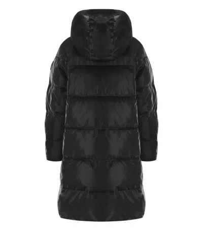 Elisabetta Franchi Black Satin Hooded Padded Coat