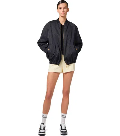 Elisabetta Franchi Black Jacquard Bomber Jacket In Black