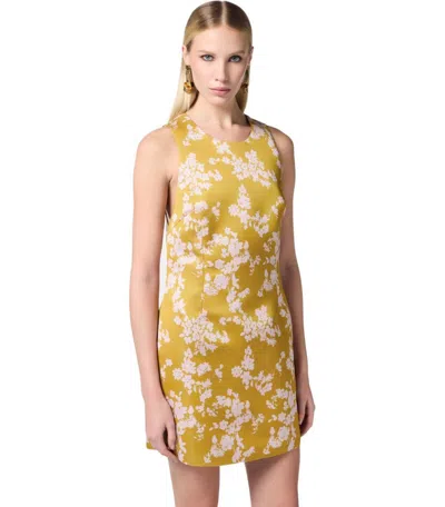 Elisabetta Franchi Floral Satin Dress With Tulle Back And Side Zipper