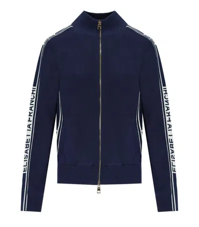Elisabetta Franchi Viscose Knit Cardigan With Logo Bands
