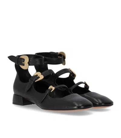 A.bocca Black Ballet Flat With Straps