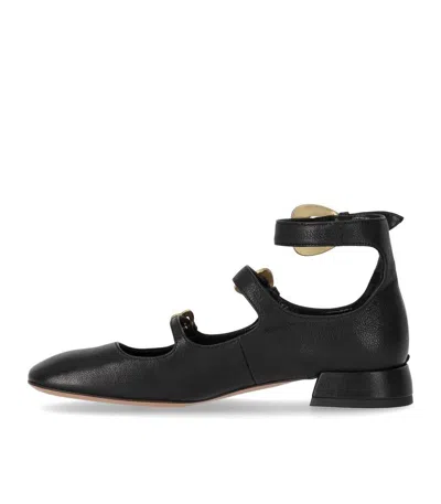 A.bocca Black Ballet Flat With Straps