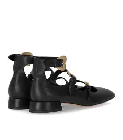 A.bocca Black Ballet Flat With Straps