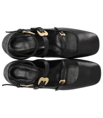 A.bocca Black Ballet Flat With Straps