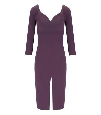 Elisabetta Franchi Purple Midi Sheath Dress In Purple