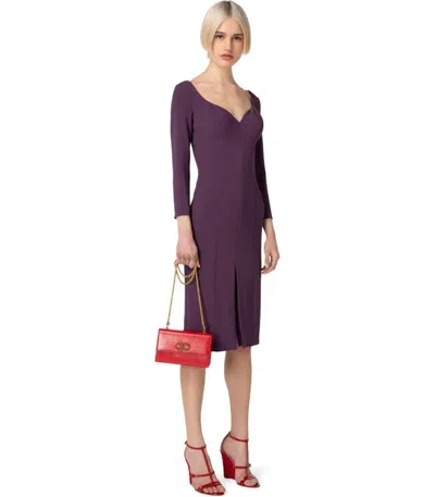 Elisabetta Franchi Purple Midi Sheath Dress In Purple