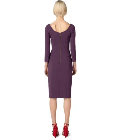Elisabetta Franchi Purple Midi Sheath Dress In Purple