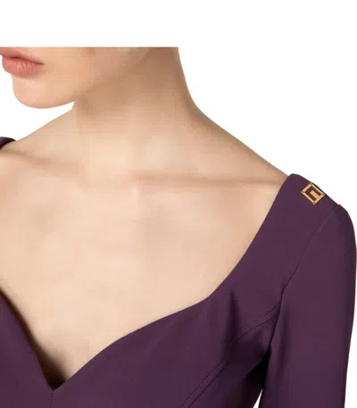 Elisabetta Franchi Purple Midi Sheath Dress In Purple