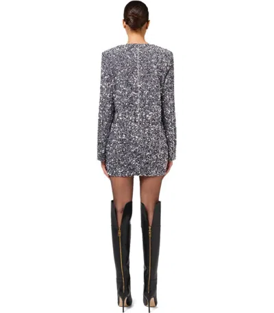 Elisabetta Franchi Sequinned Chenille Mini Dress In Gray