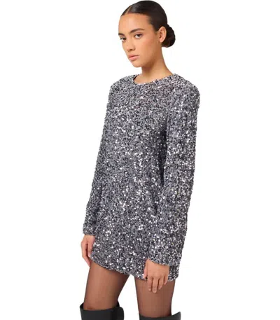 Elisabetta Franchi Sequinned Chenille Mini Dress In Gray