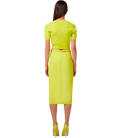 Elisabetta Franchi Cedar Cropped Cardigan With Rhinestones In Yellow