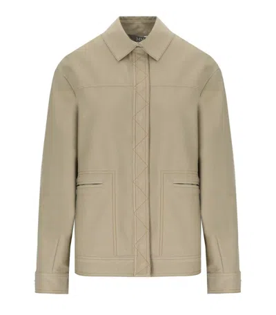 Max Mara Lepre Beige Denim Effect Jacket In Green