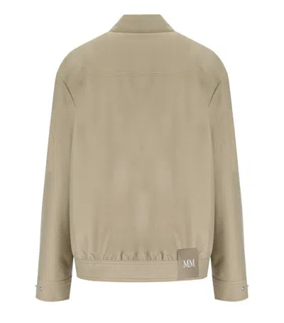 Max Mara Lepre Beige Denim Effect Jacket In Green