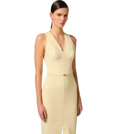 Elisabetta Franchi Crepe Bustier Dress With Contrasting Topstitching