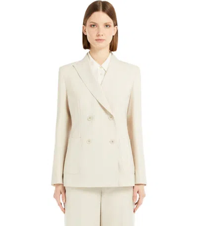 Weekend Max Mara Nervoso Sabbia Double-breasted Blazer In White
