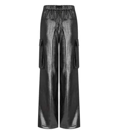 White Sand Grey Metal Kargo Pants In Black