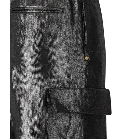 White Sand Grey Metal Kargo Pants In Black