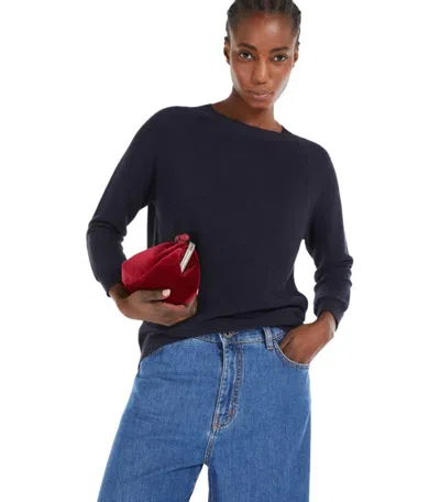 Weekend Max Mara Linz Navy Blue Crewneck Sweater In Blue